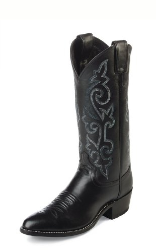 Justin Buck 13 Cowboy Boots for Men, Full-Grain Leather, Black - 14D