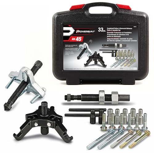 Powerbuilt Harmonic Balancer and Pulley Installer Tool Kit, 33 Piece, Crankshaft Pulley, Remove and Install, Storage Case - 648616, Black