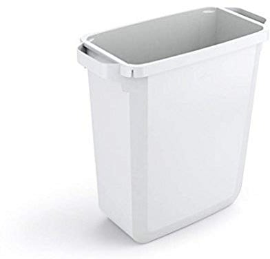 Durable DURABIN 60 Rectangular Waste Bin White | 60 Litre Capacity | Food and Freezer Safe | Perfect for Waste Collection or Recycling