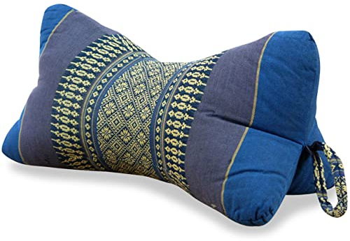 livasia Nackenstützkissen Knochenkissen - Ø 15x32cm - Nackenkissen Knochenform, Sofakissen, Lesekissen mit Kapok, Kissen für Garten und Balkon, Reisekissen handgefertigt (Hellblau)