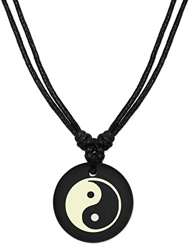 Soul-Cats Textile, stufenlos Verstellbarer Halskette mit Ying Yang Anhänger