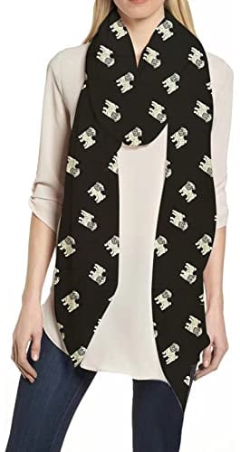 Lina & Lily Damen Schal Tuch mit Mops Hundemotiv (Schwarz)