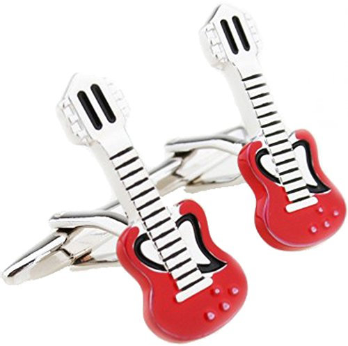 korpikus® 'Rot Gitarre' Edelstahl-Manschettenknöpfe In Free Geschenk-Beutel