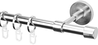 Ventanara® Gardinenstange 200 cm 1 läufig 16 mm mit Endstücken Standard inklusive 20 Ringen Wand und Deckenmontage