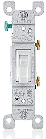 Leviton 15 Amp, 120 Volt, Toggle Framed Single-Pole AC Quiet Switch, Residential Grade, Grounding, 10-Pack, 1451-2WM, White