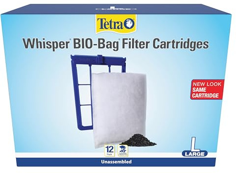 Tetra Whisper Bio-Bag Large Filter Cartridges for Aquariums, 12 Count, Unassembled, Fits Tetra Whisper Fish Tank Filters 10-30 Gal, 20-40 Gal, PF-20, 30, 40, 60, IQ 20, 30, 45, 60