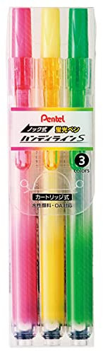 Pentel SXNS15-3 Knock Textmarker, handliche Linie, 3 Farben