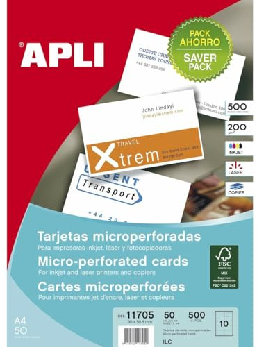 APLI Visitenkarten, Weiß, 50 Blatt, 90 x 50,8 mm