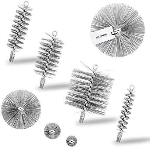 HOLZBRINK spazzola per camini/canna fumaria e stufe M12, spazzola per camino filo di acciaio 60 mm, 1 pezzo