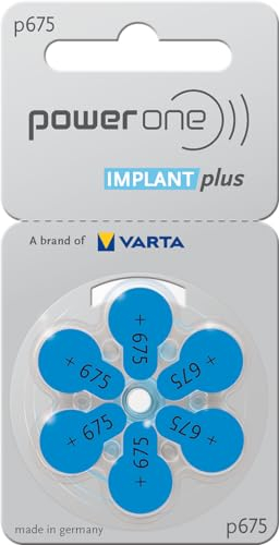 6 St. Power One IMPLANT plus Batterien - speziell für Cochlear Implantate