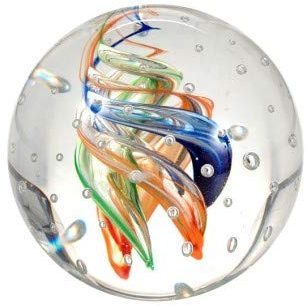 Traumkugel- Briefbeschwerer medium: Motiv Bunte Spirale (Feng Shui) mit kleinen Blasen