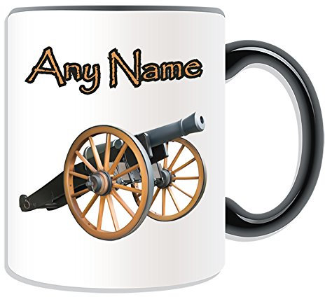 Personalised Gift - Cannon Mug (Military Design Theme, Colour Options) - Any Name/Message on Your Unique - Army Armed Forces Soldier World War Weapon Battle Parrott Rifle Artillery Infantry