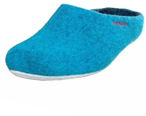 Magicfelt Filz-Hausschuh AP 701 aus Reiner Merino-Wolle | Pantoffeln für Damen & Herren mit Rutschfester Ledersohle - Unisex Schlappen für Erwachsene Petrol | 39
