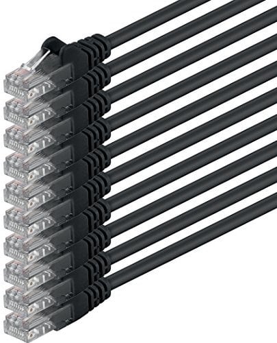 0.25m - black - 10 pieces - (PACK) - CAT.6 CAT6 Ethernet LAN network cable 1000 Mbit/s patch cable
