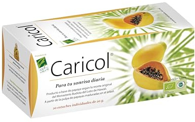 100% Natural Caricol 20 Envelopes | Papain Fountain - 20 Sachets of 20 g - Great Source of Nutrients - No Additives - 100% Natural
