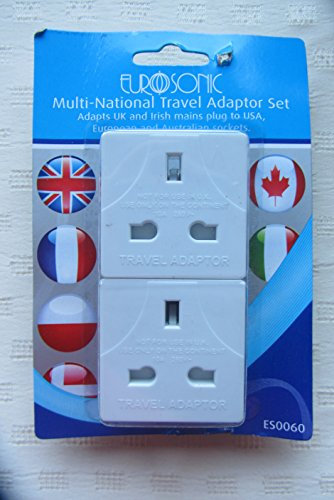 Tip.Tec: Travel Adaptor Set 2pcs (3pin to 2pin), Multinational UK to USA Europe Australia: suitable for visitors from UK/Ireland to USA, Americas, Asia, Australia, European countries(Albania Algeria Angola Argenita Austria Azores Bangladesh Belgium Bolivia Bosnia Brazil Bulgaria Burkina Faso Burundi Cameroon Canary Islands Cape Verde Channel Islands Chile China Comoros Congo Croatia Cyprus Denmark Djibouti Egypt Eritrea Finland France Gabon Germany Gibraltar Greece Greenland Guadeloupe Guinea Hungary Iceland India Indonesia Iran Iraq Isle of M an Israel Italy Kazakhstan Korean Kuwait Laos Lebanon Lithuania Luxembourg Macedonia Madagascar Madeira Mali Martinique Mauritania Mauritius Monaco Morocco Mozamique Nepal Netherlands Niger Norway Pakistan