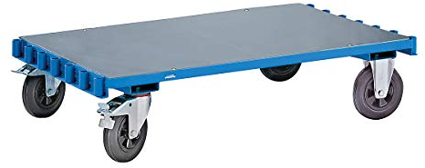 eurokraft | Platten-Transportwagen ohne Bügel | Ladefläche 1250 x 800 mm | Tragfähigkeit 500 kg | Kunststoffladefläche