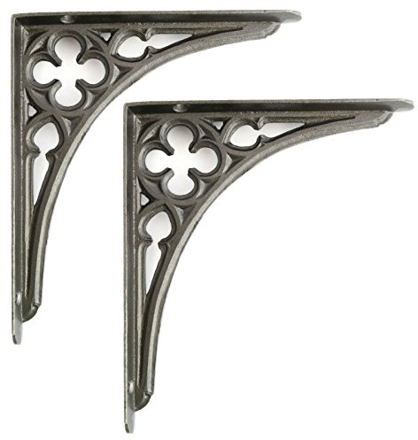 Castelion® Pair of Cast Iron Victorian Gothic Shelf Brackets (8 / 20cm)