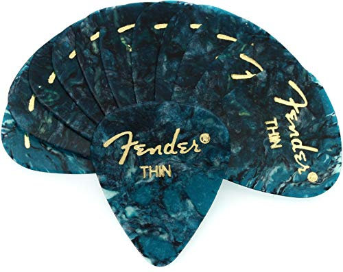Fender 351 Premium Celluloid Picks (12-Pack) - Ocean Turquoise thin
