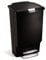 simplehuman CW1371 45L Rectangular Kitchen Pedal Bin with Lid Lock, Silent Soft Close Lid, Strong Steel Pedal, Stay-Open Lid, Large Capacity, Black Plastic