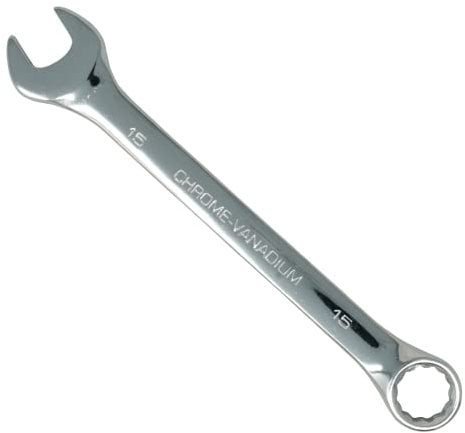 Dapetz ® 15mm Combination Spanner Fixed Head Open End Ring Wrench Mirror Polished Chrome Vanadium Steel Metric Hand Tool Heavy Duty