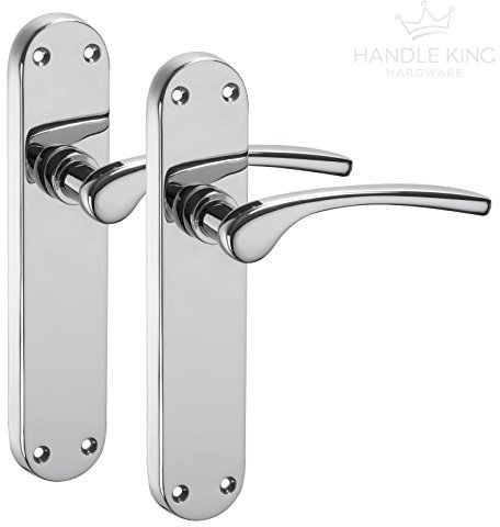 Polished Chrome Door Handles on Backplate - Lever on Latch Backplate Door Handles