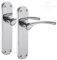 Polished Chrome Door Handles on Backplate - Lever on Latch Backplate Door Handles