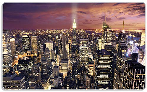 Wallario Frühstücksbrettchen aus Glas, Glasunterlage, Glasbrettchen New York bei Nacht - Panoramablick über die Stadt, Größe 14 x 23 cm, Sicherheitsglas