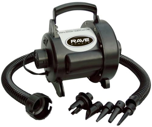 Rave Sports Electric Air Pump – Portable High Speed Inflator/Deflator for Inflatables, Water Slides, Air Mattresses & Pool Toys with 5 Adaptors
