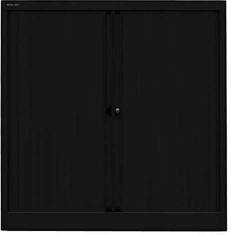 BISLEY Rollladenschrank EuroTambour, 2 Fachböden, 2,5 OH, B 1000 mm, Farbe Korpus schwarz, Rollladen schwarz