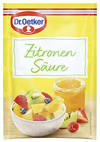 Dr. Oetker Zitronensäure, 5er Pack, je Beutel 5 g, Alternative zu Zitronensaft, zum Einkochen & Verfeinern von Konfitüre, Marmelade, Gelee uvm., vegan