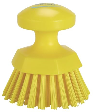 Vikan Round Hand Scrub/Keg Brush, 110 mm, Hard, Yellow