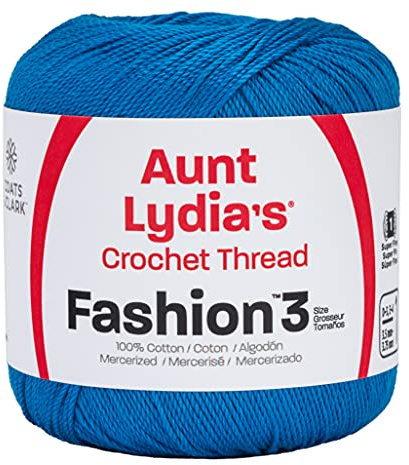 Coats Crochet Aunt Lydia's Fashion Crochet, Cotton Size 3, Blue Hawaii