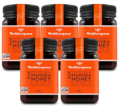 Wedderspoon Raw Unpasteurised Manuka Honey KFactor 16, 500g (5, 500g)