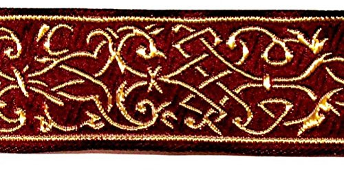 10m Mittelalter Bordüre 35mm breit bordeaux gold von 1A-Kurzwaren 35002-bogo