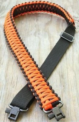 Tragegurt für Gewehr mit 550 Paracord mit Wirbel, verstellbar, Hunters Orange & Black