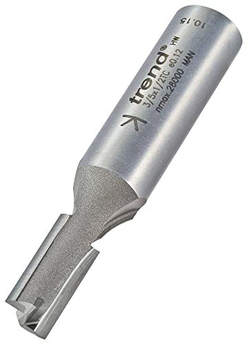 Trend Professional Straight Two Flute Router Cutter, 1/2 Inch Shank, 9mm Cut Diameter, Tungsten Carbide Tipped, 3/5X1/2TC