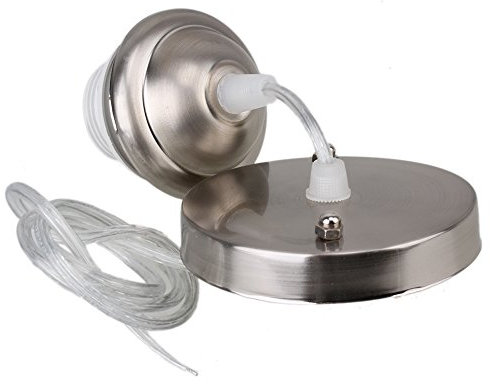 BQLZR Chrome Ceiling Rose Pendant with Lamp Holder Fitting Accessories Kit Set for E27 Screw-Type Bulb Light