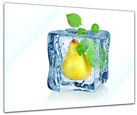 Bilderdepot24 Glasbild - Eiswürfel Birne - 80x60 cm - Deko Glas - Wandbild aus Glas - Bild auf Glas - moderne Bilderdepot24 Glasbilder - Glasfoto - Echtglas