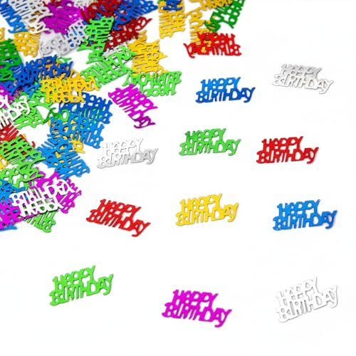 Happy Birthday Confetti 14g - Multicolour Metallic Foil Table Scatter Sprinkles, Party Decorations for Birthday Tables, Cards, Invitations, Gift Bags and Celebration Décor