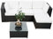 XINRO erweiterbares 15tlg. Balkon Polyrattan Lounge Ecke - schwarz - Sitzgruppe Garnitur Gartenmöbel Lounge Möbel Set aus Polyrattan - inkl. Lounge Sessel + Ecke + Hocker + Tisch + Kissen