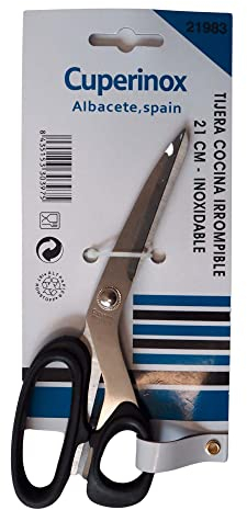 CUPERINOX Forbici da cucina professionale | manico nero | forbici 21 cm | forbici da taglio | forbici pollo | forbice pesce | forbice acciaio inossidabile | adatto per lavastoviglie