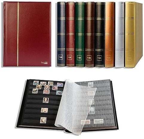 Prophila Leuchtturm 60 schwarze Seiten Briefmarkenalbum Einsteckbuch gepolstert Bordeaux Einband
