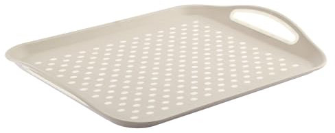 Galicja Molly Party-Serviertablett – Rechteckiges Tablett für Snacks, Essen, Kekse – tablett Rechteckiges Tablett aus Kunststoff groß zum Servieren von Speisen und Snacks – 45x32x4,5 Beige