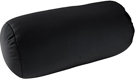 Squishy Deluxe Tube Microbead Bolster Pillow with Stay-Cool Fill & Silky Removable Cover, Flexible, Head, Neck & Back Support for Home & Away, Carrying Case, 13 x 6”, Black