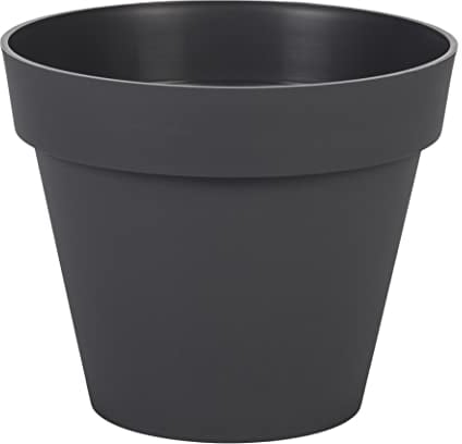 EDA - Pot de Fleur Rond Toscane Ø 20 cm - Volume 3 L - Ø 20 x H.17 cm - Gris Anthracite