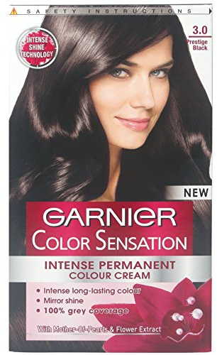 Garnier Color Sensation Intense Permanente Farbcreme 3.0 Prestige Black, 3 Stück