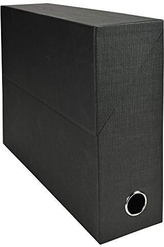 Exacompta - Réf. 89521E - 1 Boîte transfert en papier toilé - Dos 90 mm - Avec un œillet en métal - Pour format A4 - Dimensions 25,5 x 34 x 9 cm - Couleur noir - Livrée montée