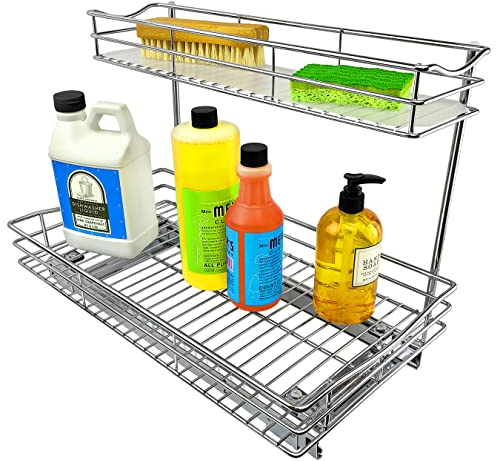 Lynk professionnel Roll Out sous meuble de lavabo Organiseur – extractible à deux étages étagère coulissante – 29,2 cm de large x 45,7 cm de profondeur – Chrome, Chrome, chrome, 11.5w x 18d x 14h -Inch