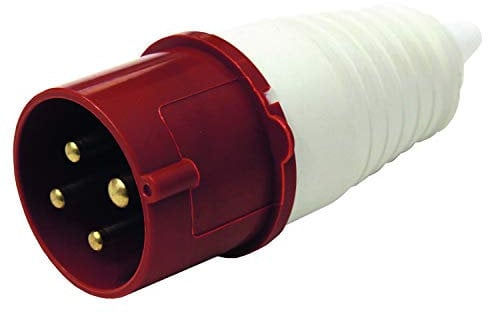 Electraline 80807 Spina Elettrica Industriale, IEC, 16A, 3P+T, 380V, Rosso